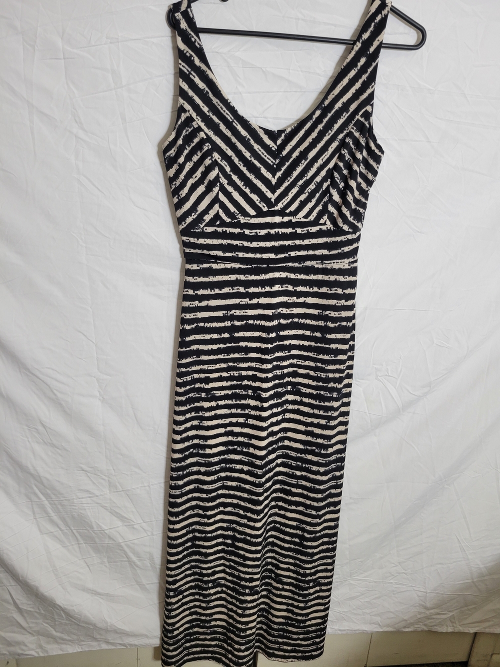Liz Claiborne Black and Cream Striped Maxi Dress